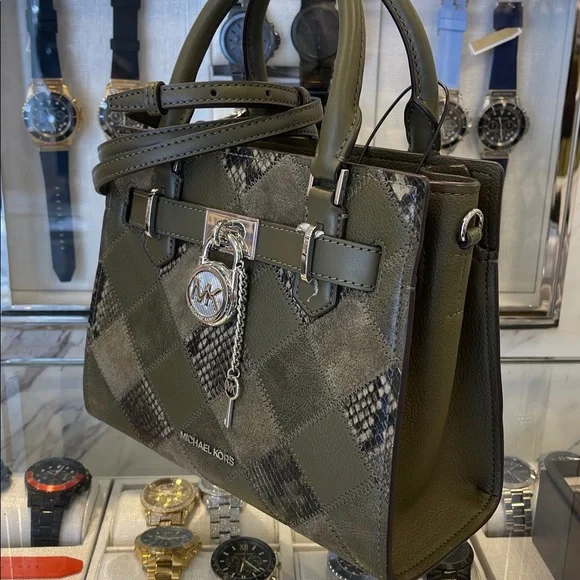 MICHAEL KORS Hamilton Small Patchwork Satchel Crossbody Bag
Olive 
NWT - Picture 10 of 16